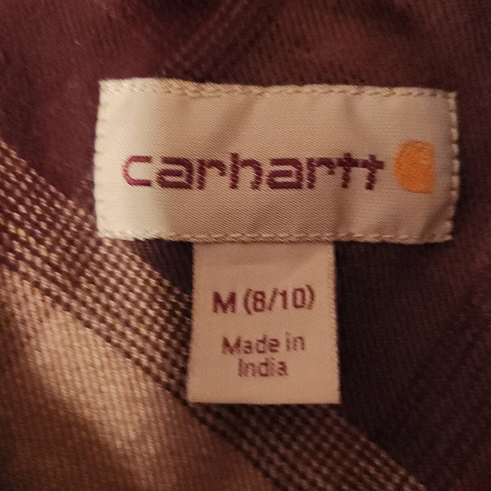 Carhartt Plaid Shirt with Hood - Purple and Brown Womans Size 8/10 - Picture 3 of 6